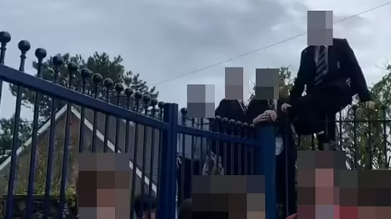 Pupils participating in the protest