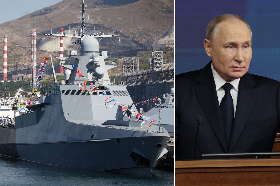 Putin and Russian warship