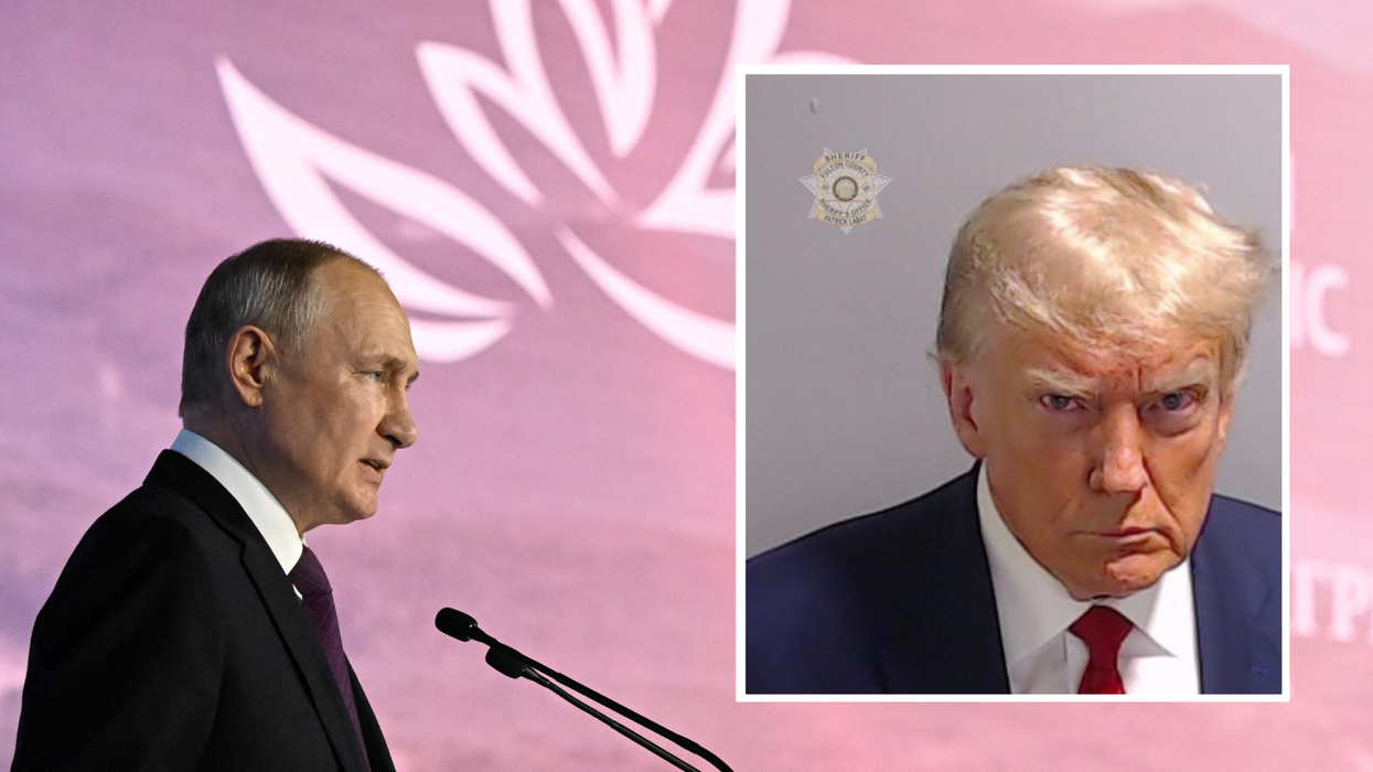 Putin and Trump's mugshot superimposed