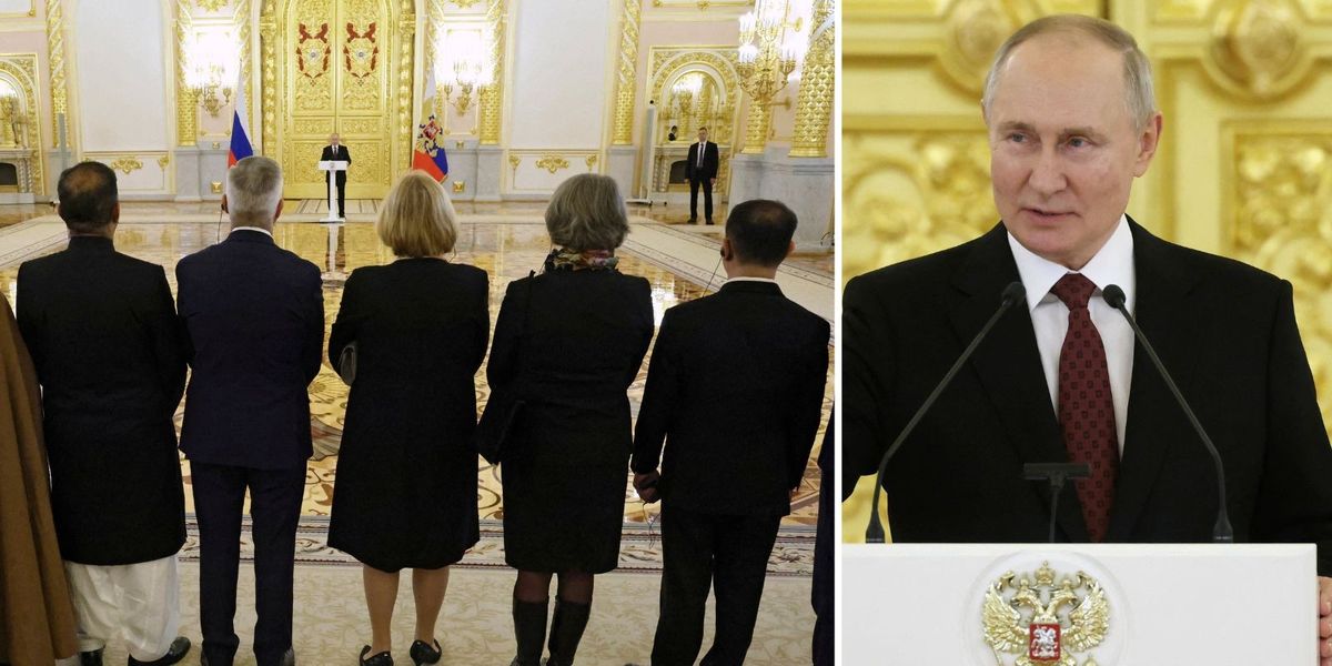 NextImg:Putin stands 70ft away from British ambassador in bizarre first meeting