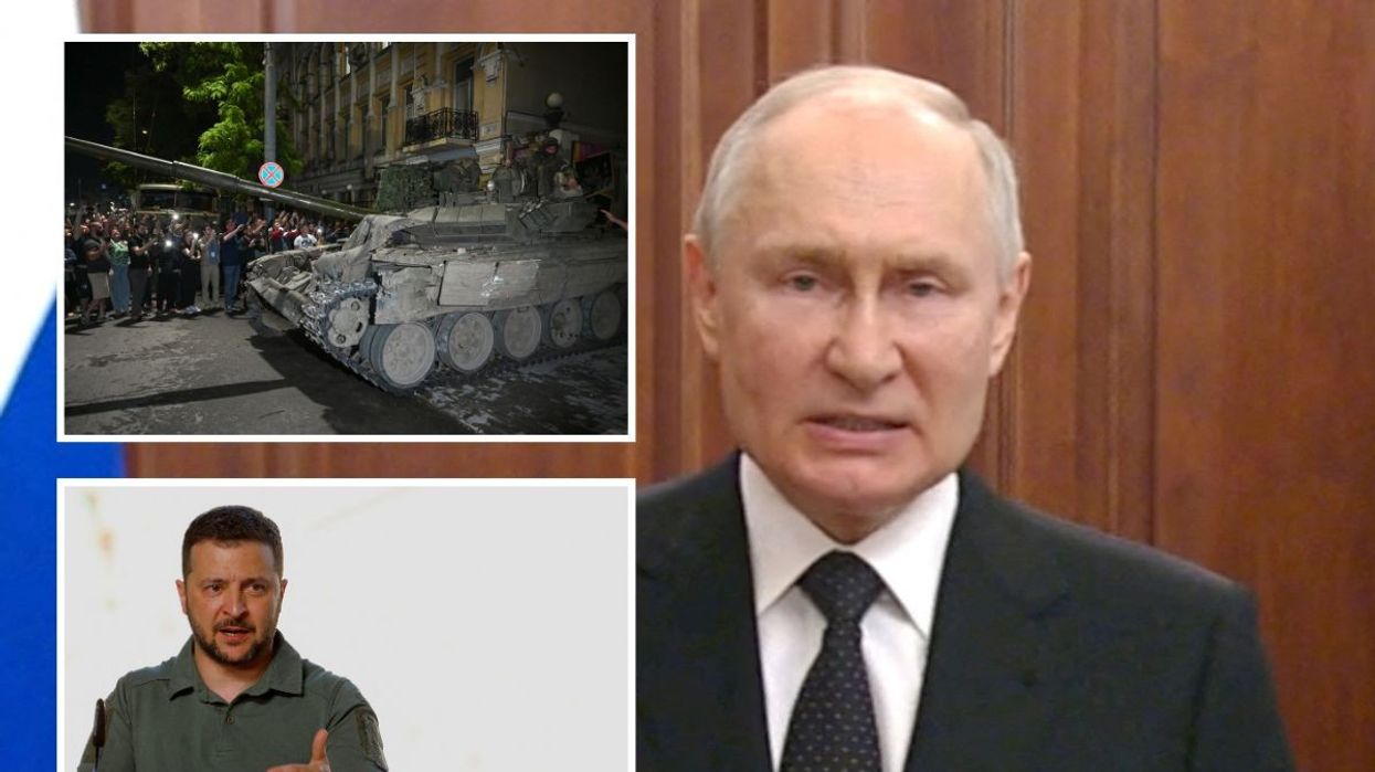 Putin, Zelensky and a tank in Russia