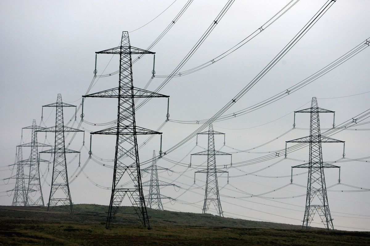 Pylons in British countryside