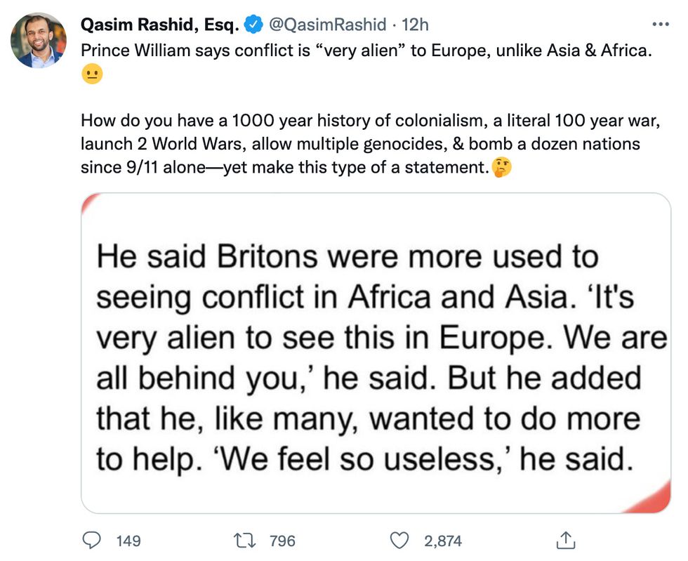 Qasim Rashid's post on social media