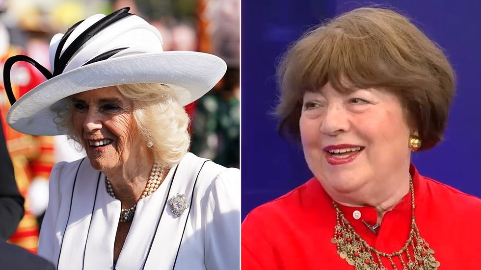 Queen Camilla and Angela Levin