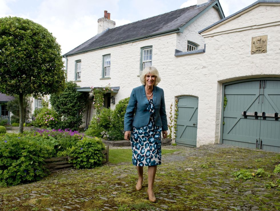Queen Camilla at the Llwynywermod farmhouse near Llandovery in Carmarthenshire