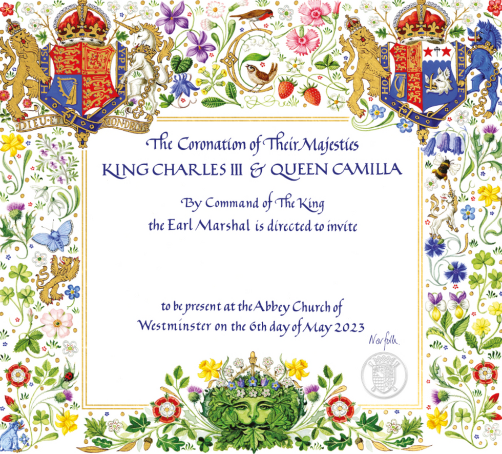 Queen Camilla Coronation invite