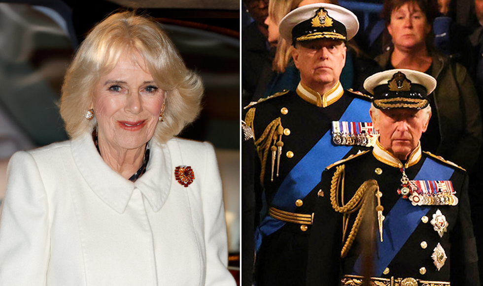 Queen Camilla, King Charles and Prince Andrew