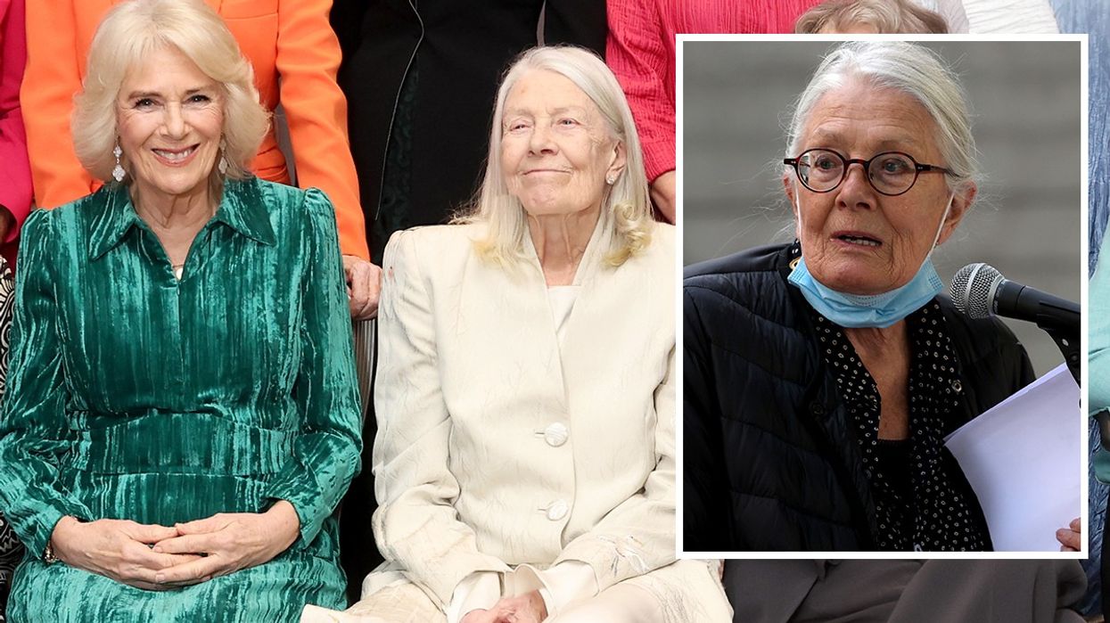 Queen Camilla sitting next to Vanessa Redgrave