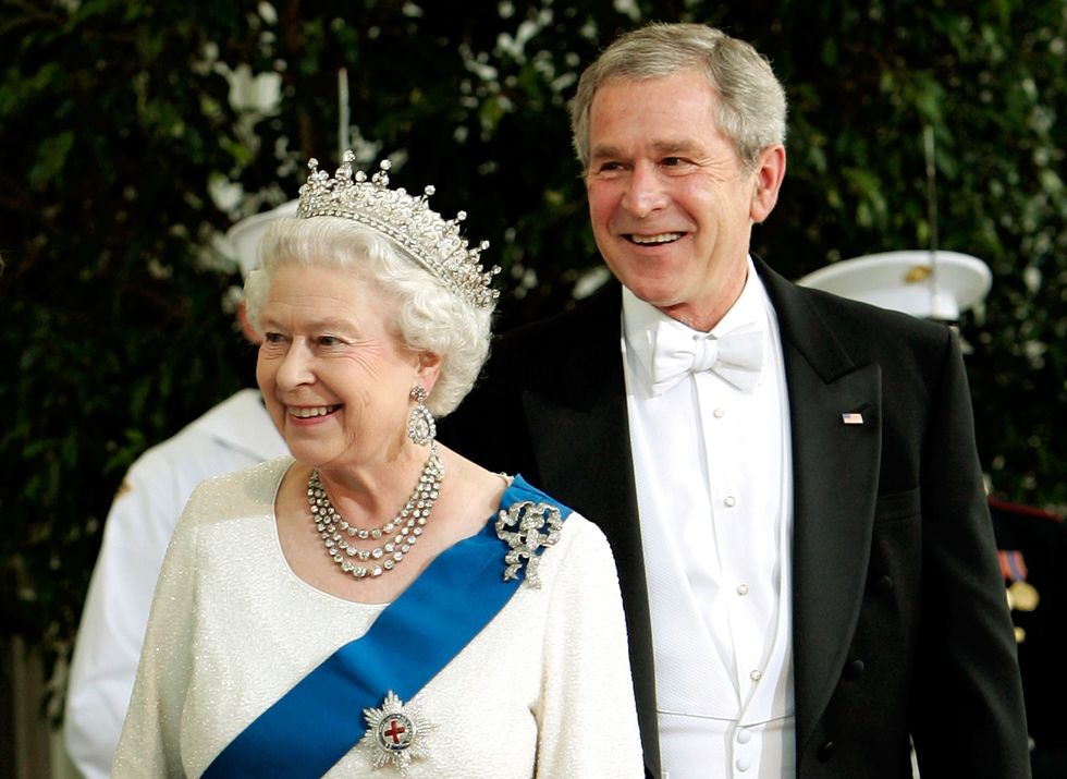 Queen Elizabeth and President George W. Bush