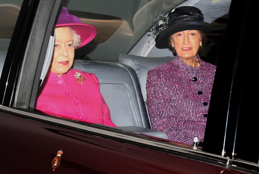 Queen Elizabeth II, and her lady in waiting, Lady Susan Hussey arrive at St Mary Magdalene Church, on the royal estate at Sandringham in Norfolk.