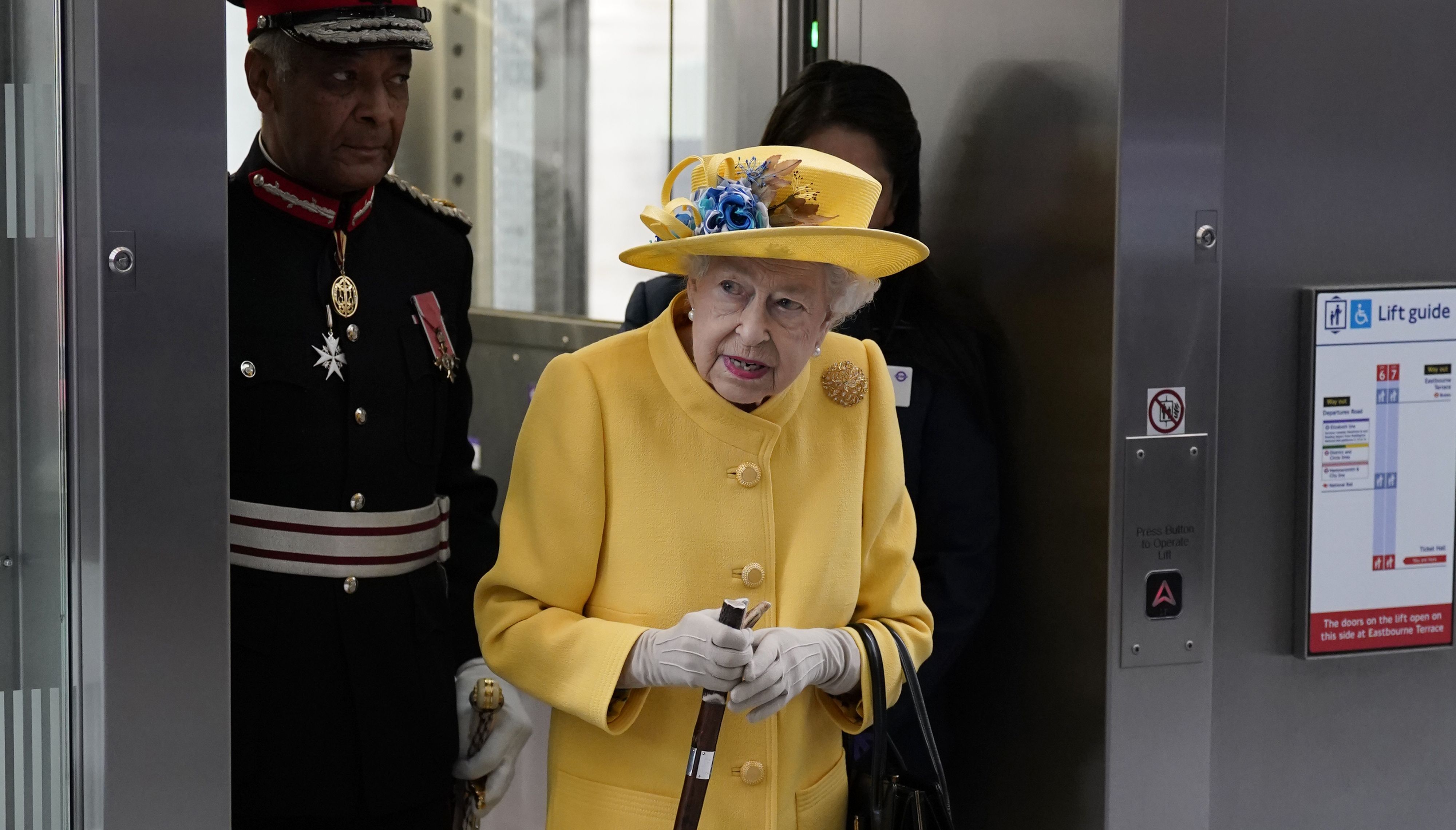 Queen Elizabeth II at Paddington station in London, to mark the completion of London's Crossrail project