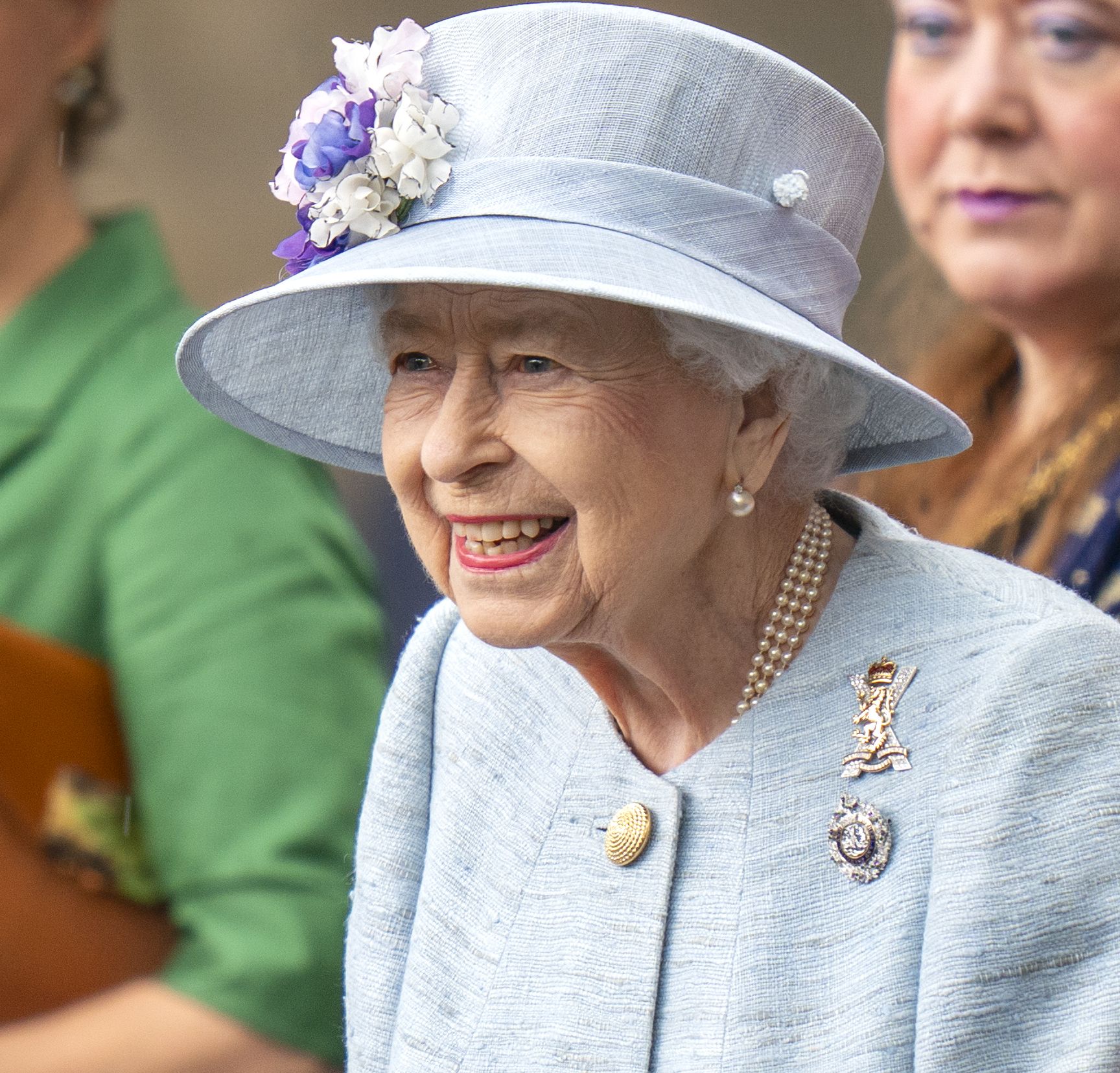 Queen Elizabeth II attends the Ceremony of the Keys on the forecourt of the Palace of Holyroodhouse in Edinburgh, accompanied by the Earl and Countess of Wessex, as part of her traditional trip to Scotland for Holyrood Week.
