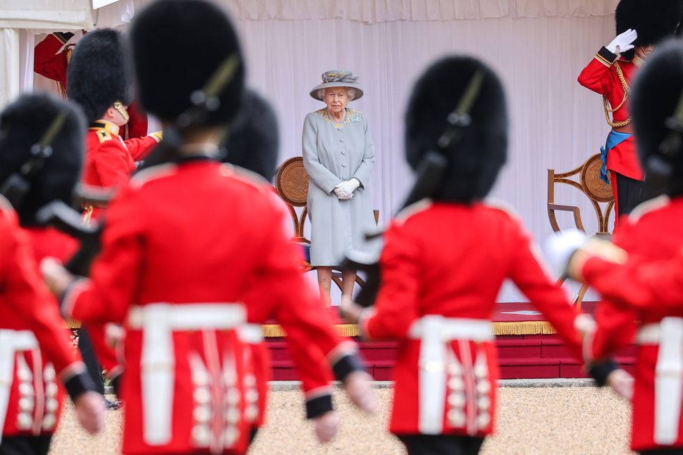 Queen Elizabeth II during a ceremony at Windsor Castle in Berkshire to mark her official birthday.