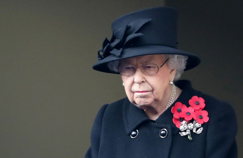 Queen Elizabeth II during the National Service of Remembrance at the Cenotaph, in Whitehall, London.