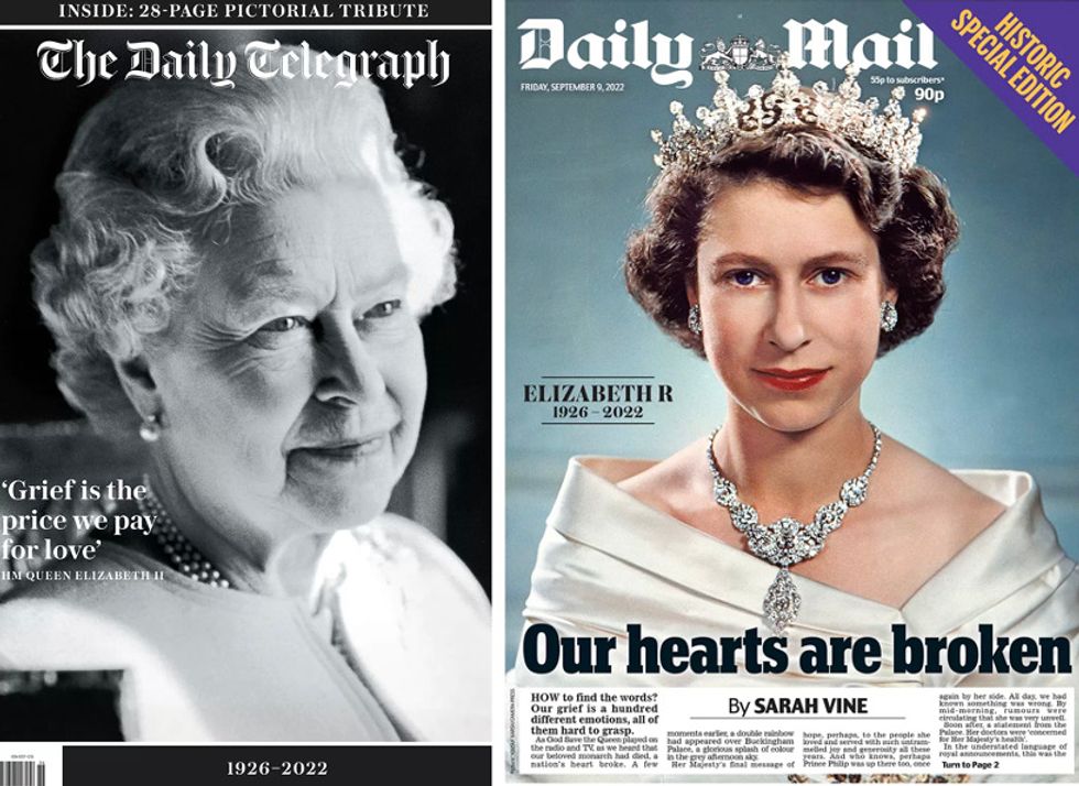 Queen Elizabeth II honoured in the national newspapers