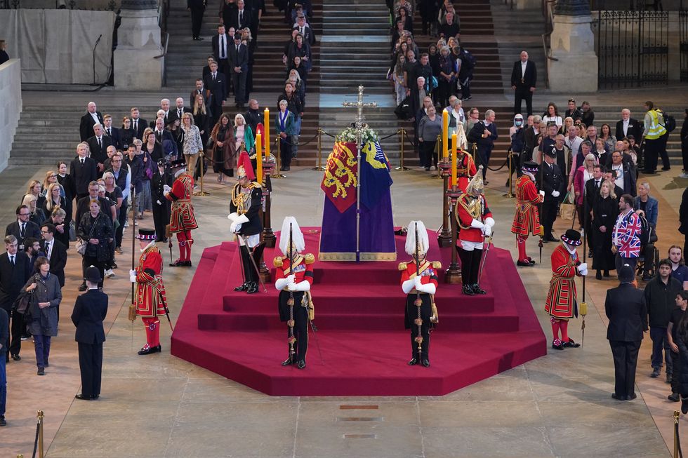 Queen Elizabeth II is lying in state in Westminster Hall
