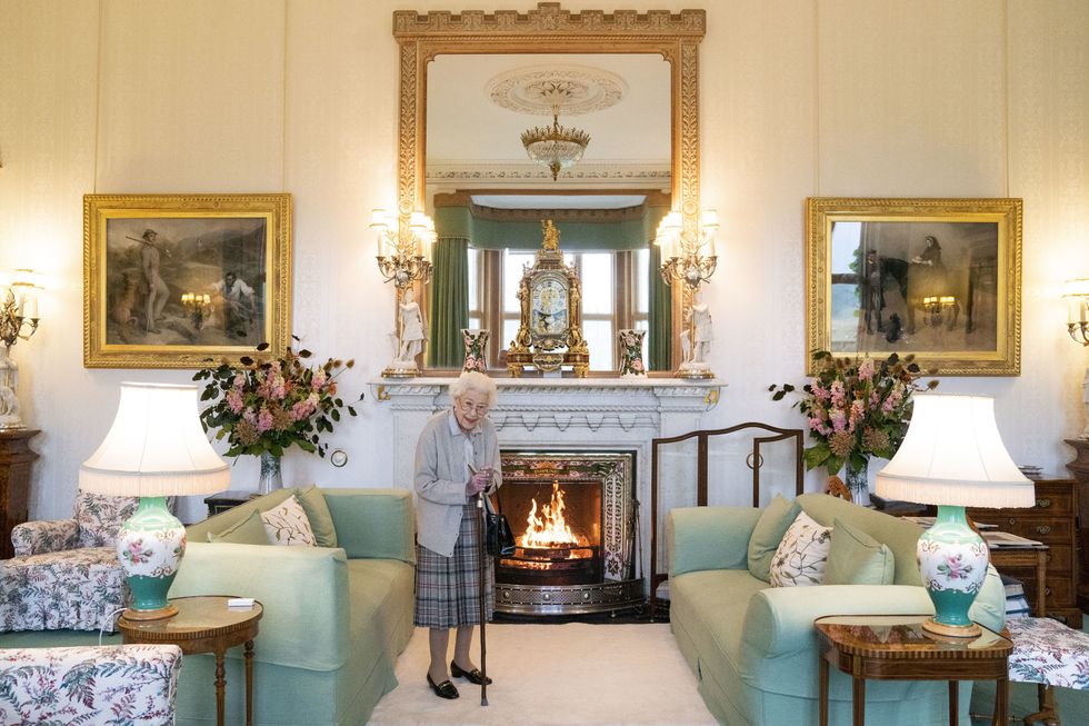 Queen Elizabeth II pictured in Balmoral's drawing room