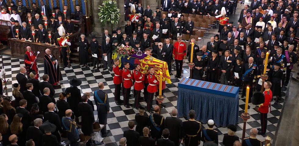 Queen Elizabeth II's coffin as the service drew to a close