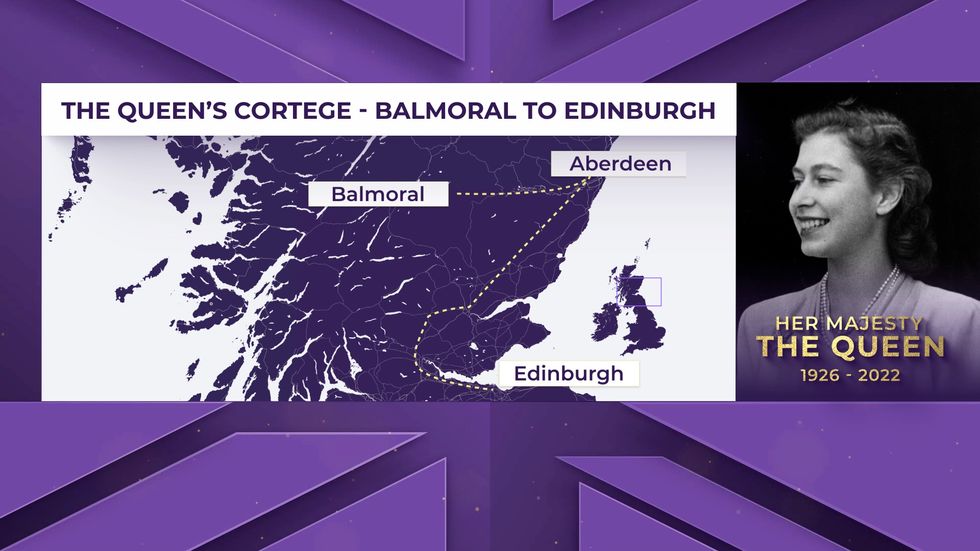 Queen Elizabeth II's coffin is travelling from Balmoral to Edinburgh
