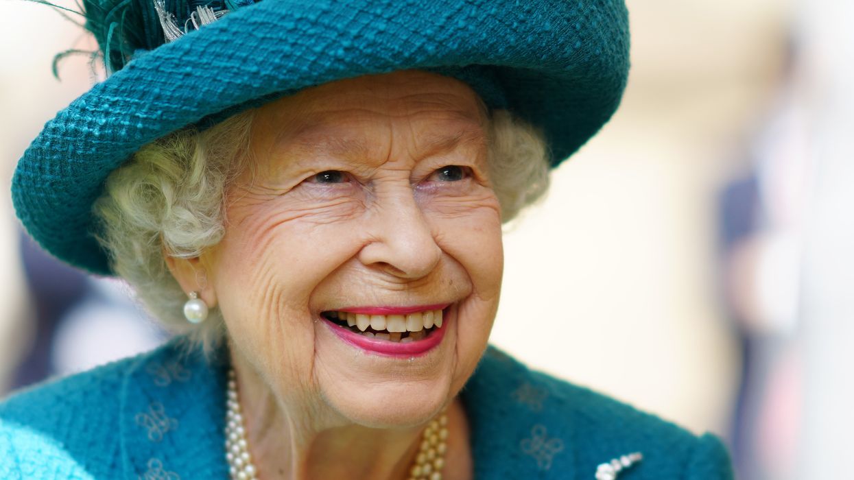 Queen Elizabeth II smiles during a visit to Manchester Cathedral