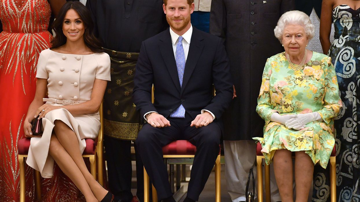 Queen Elizabeth II with the Duke and Duchess of Sussex
