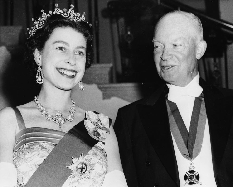 Queen Elizabeth II with US president Dwight D Eisenhower