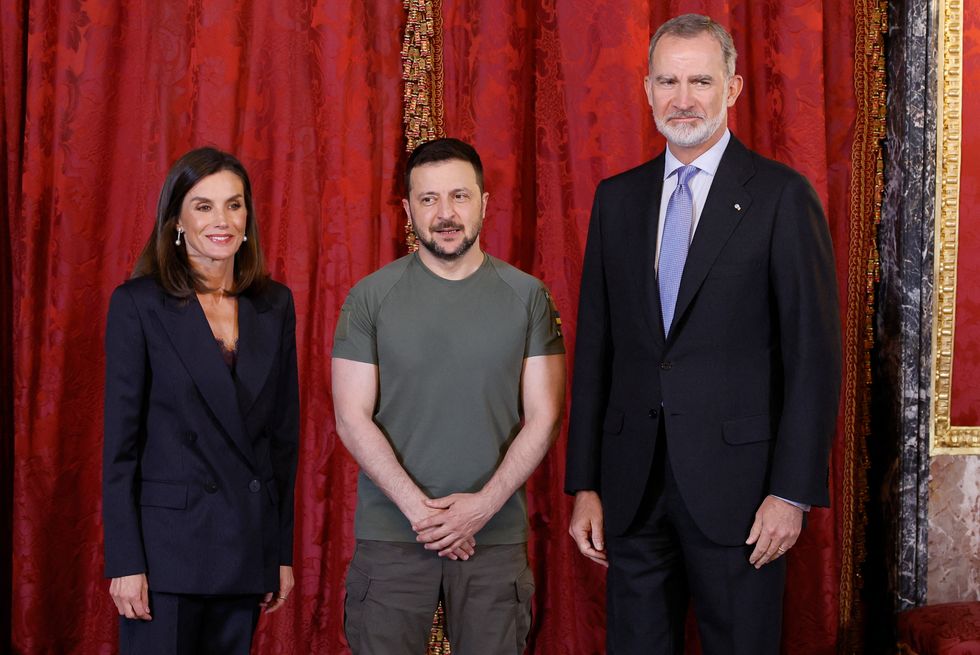 Queen Letizia, President Volodymyr Zelensky and King Felipe