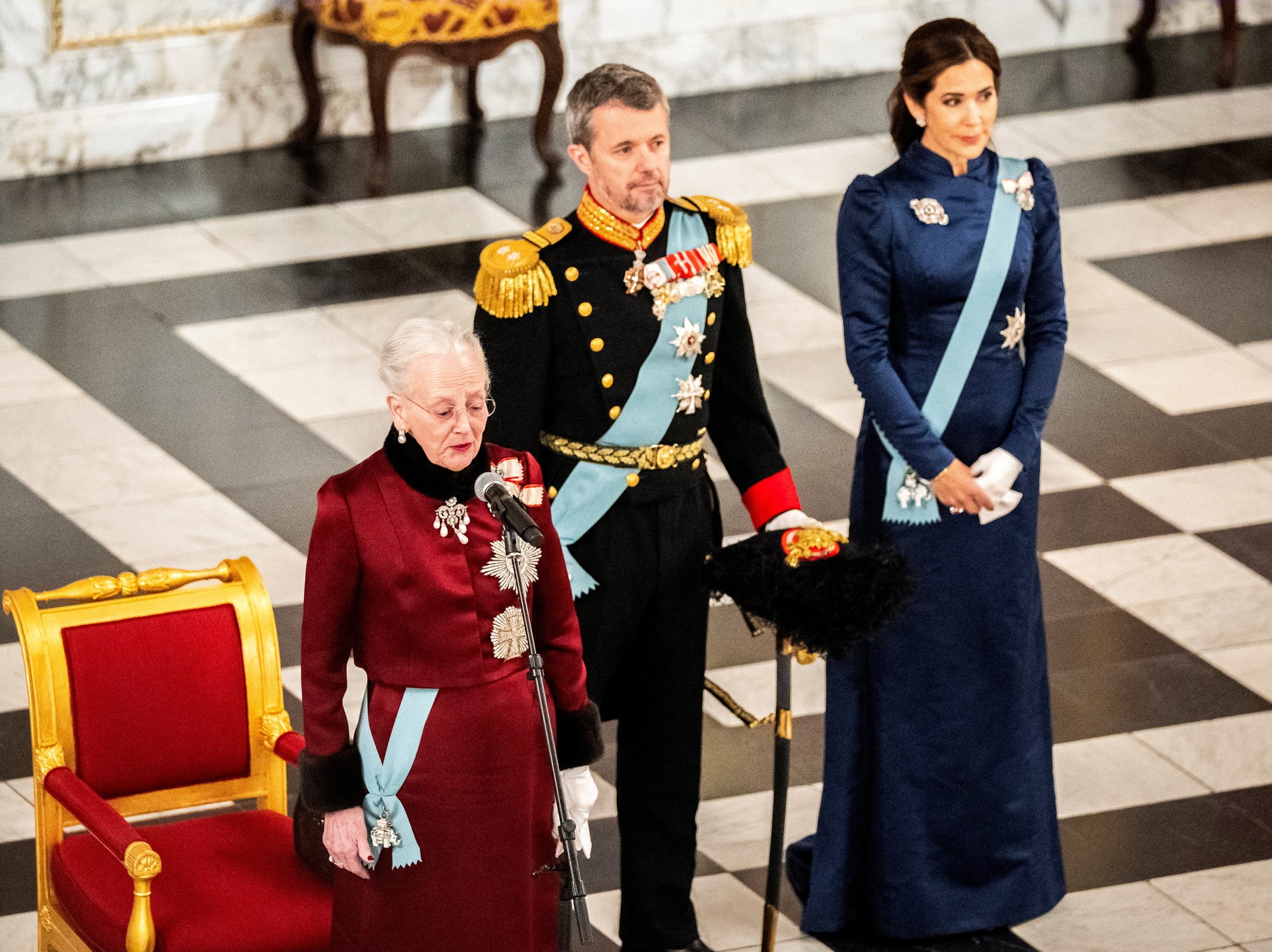 Queen Margrethe, Crown Prince Frederik, Crown Princess Mary