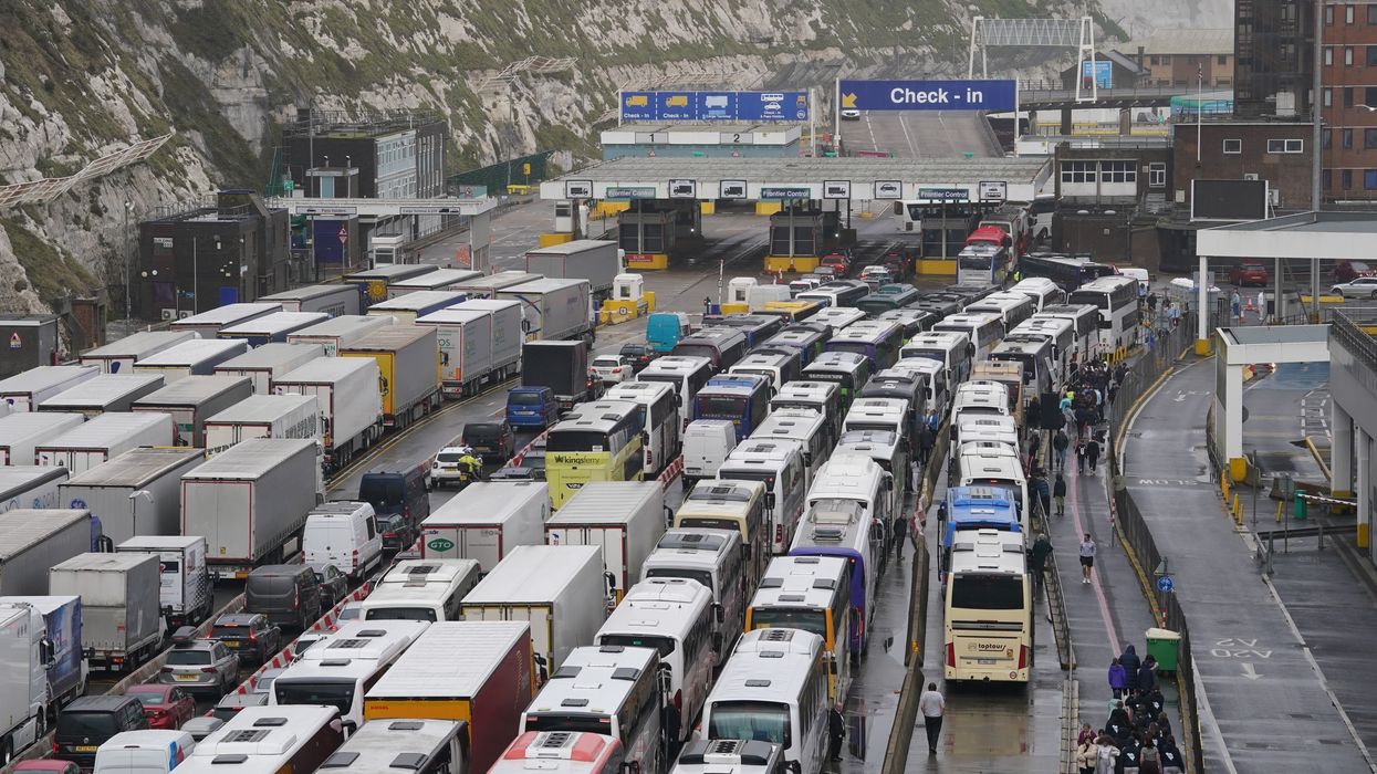 Queues of vehicle at the Port of Dover