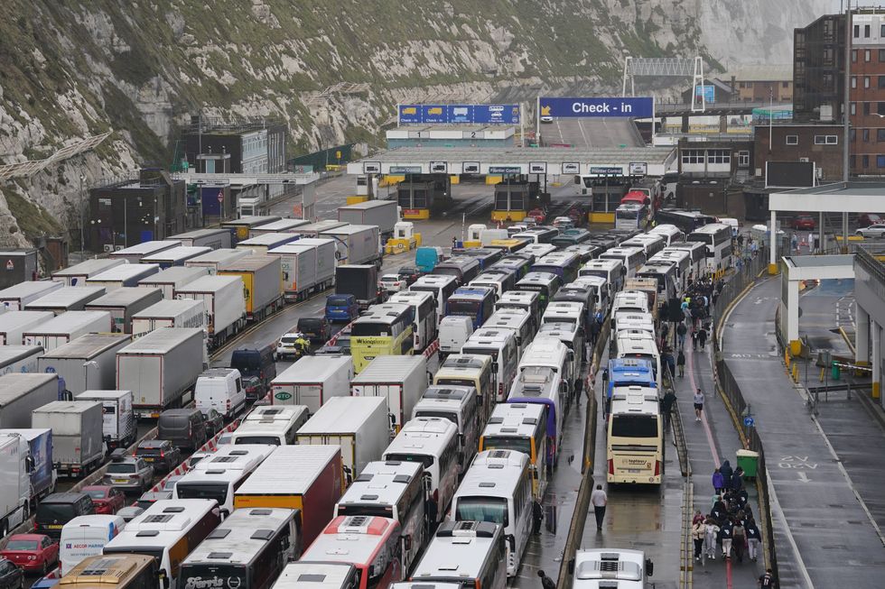 Queues of vehicle at the Port of Dover