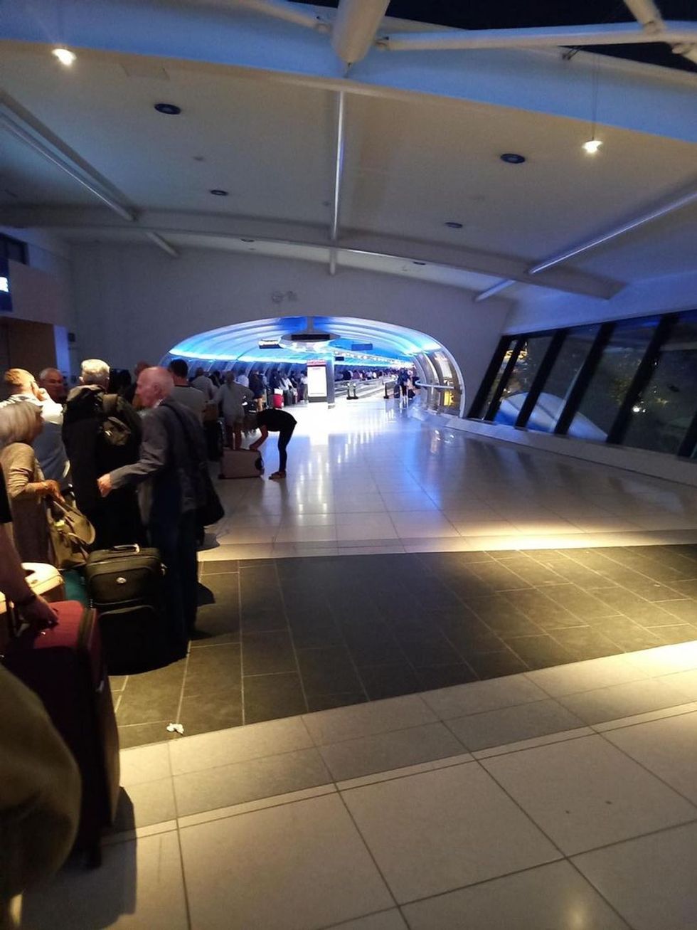 Queues snaked down the terminal building