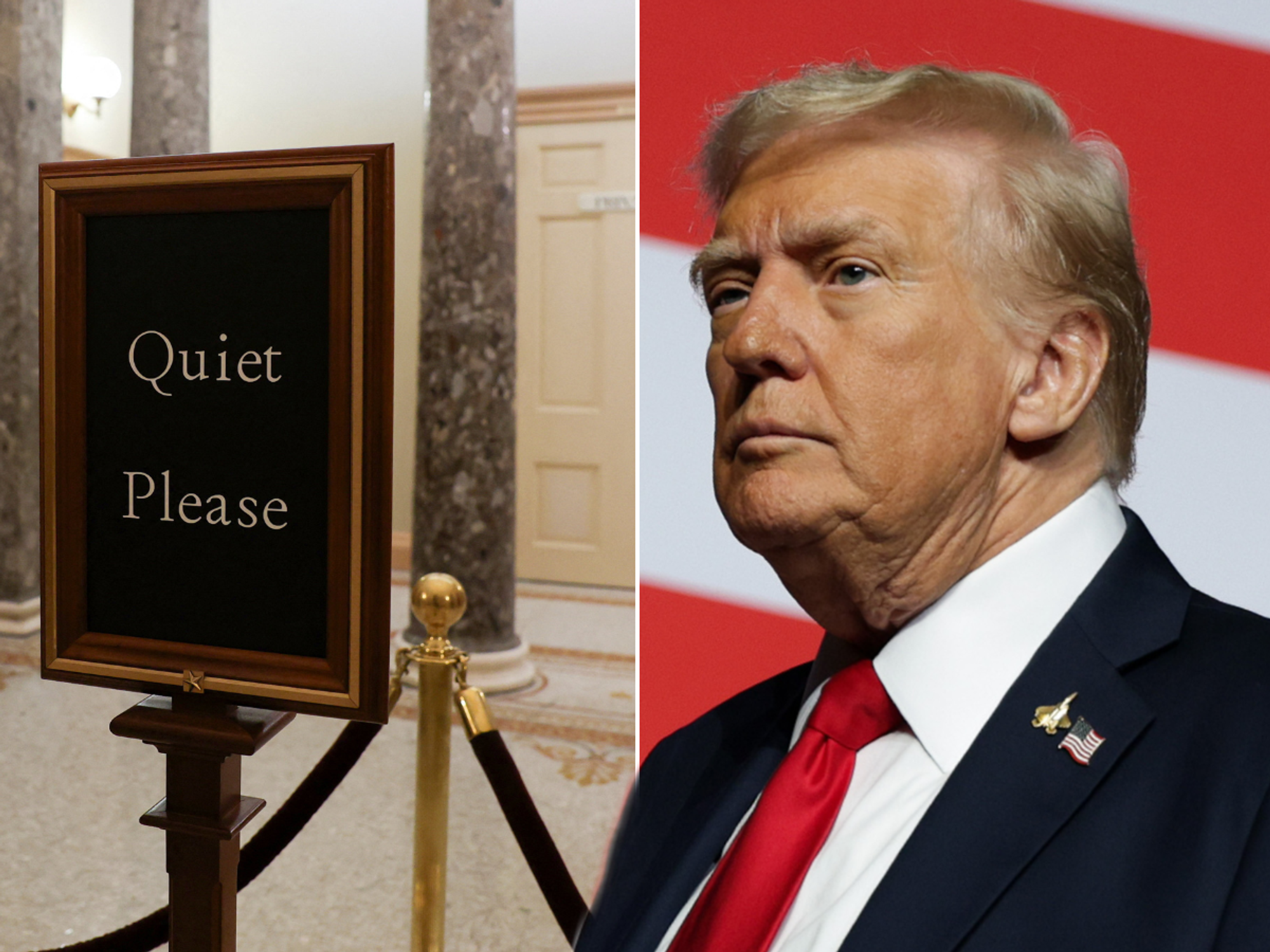 Quiet please sign at the Capitol/Donald Trump