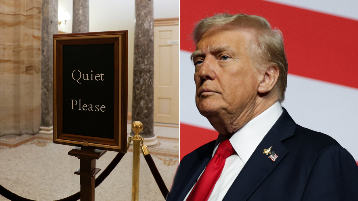 Quiet please sign at the Capitol/Donald Trump