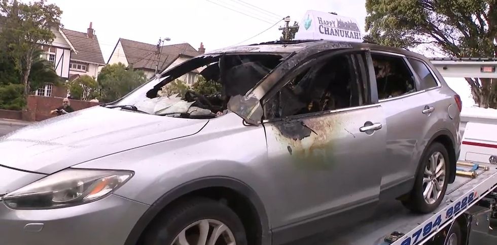 Rabbi's car firebombed