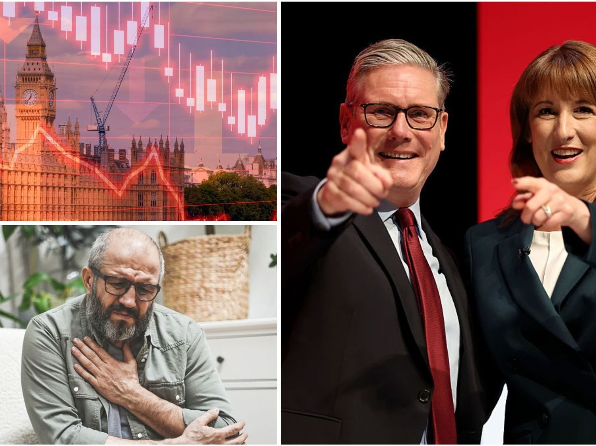 Rachel Reeeves, UK economy and man looking sick