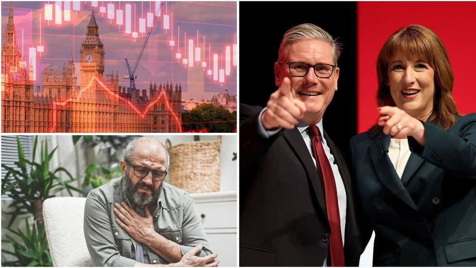 Rachel Reeeves, UK economy and man looking sick