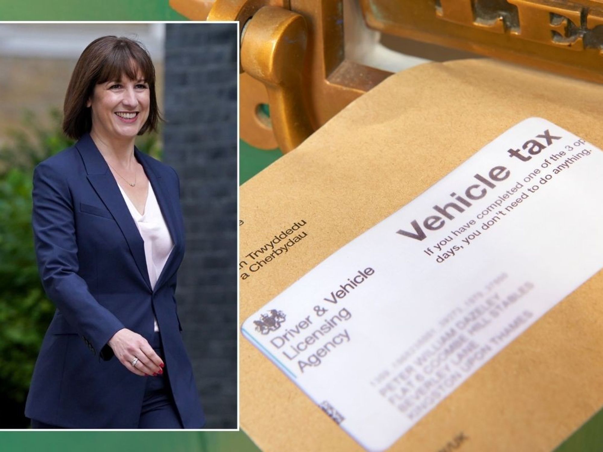 Rachel Reeves and a vehicle tax reminder letter