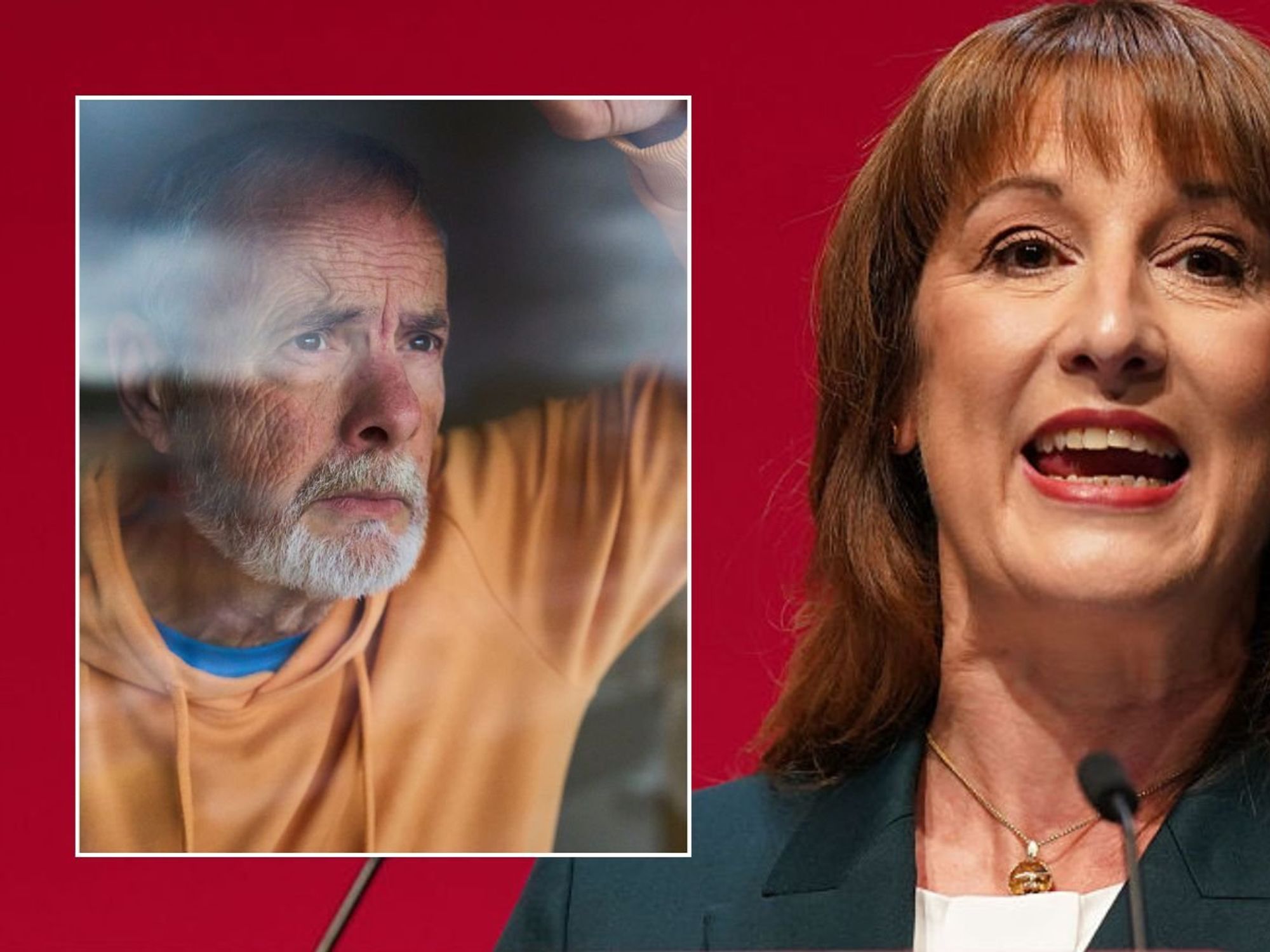 Rachel Reeves and a worried guy