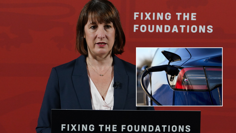 Rachel Reeves and an electric vehicle charging 