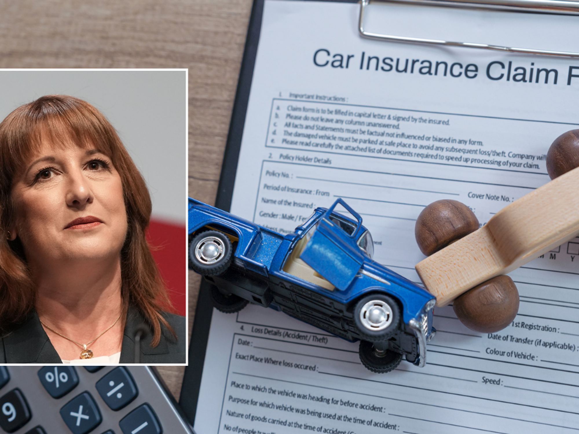 Rachel Reeves and car insurance claim form