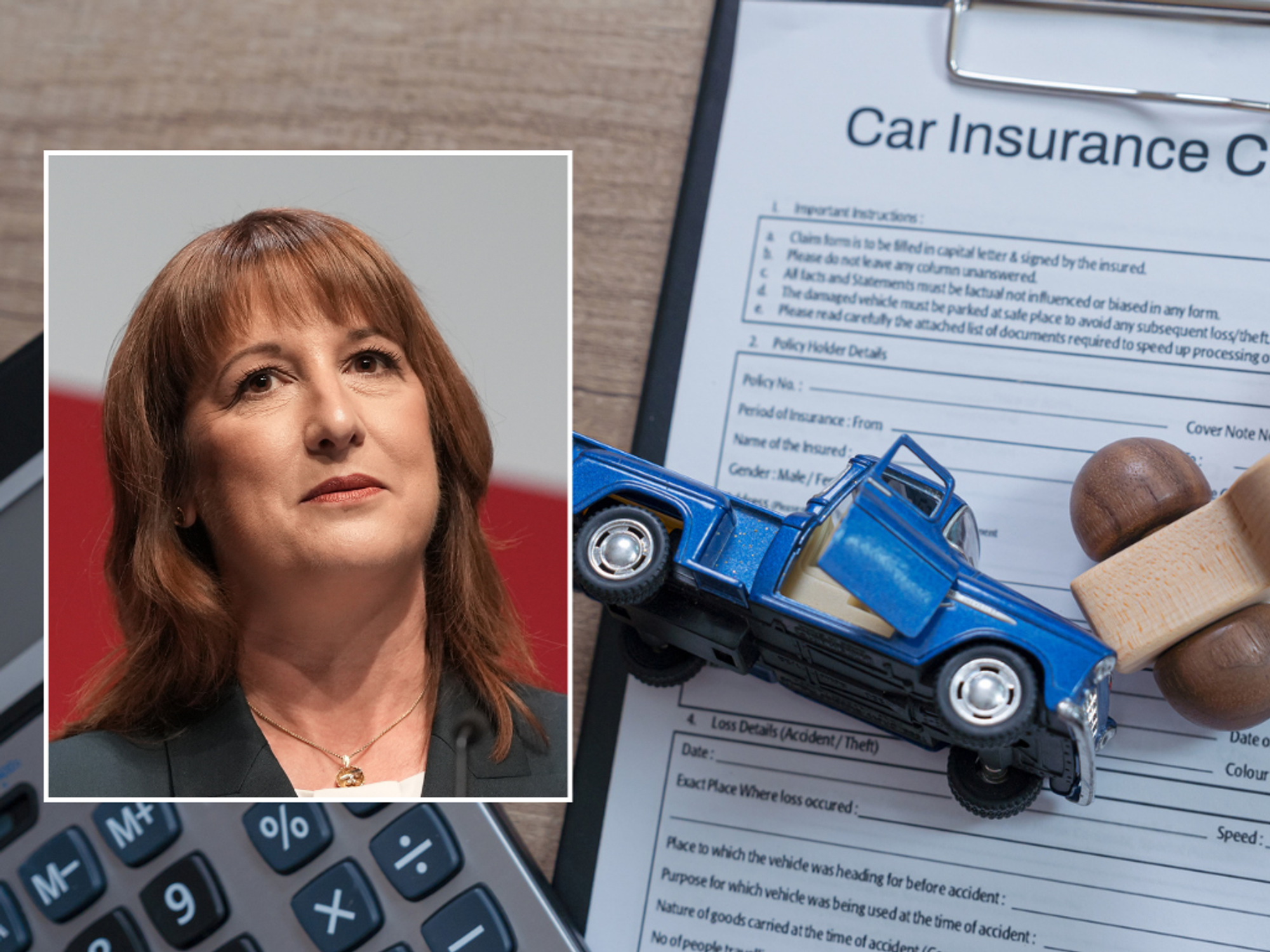 Rachel Reeves and car insurance claim form