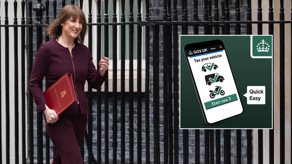 Rachel Reeves and car tax sign
