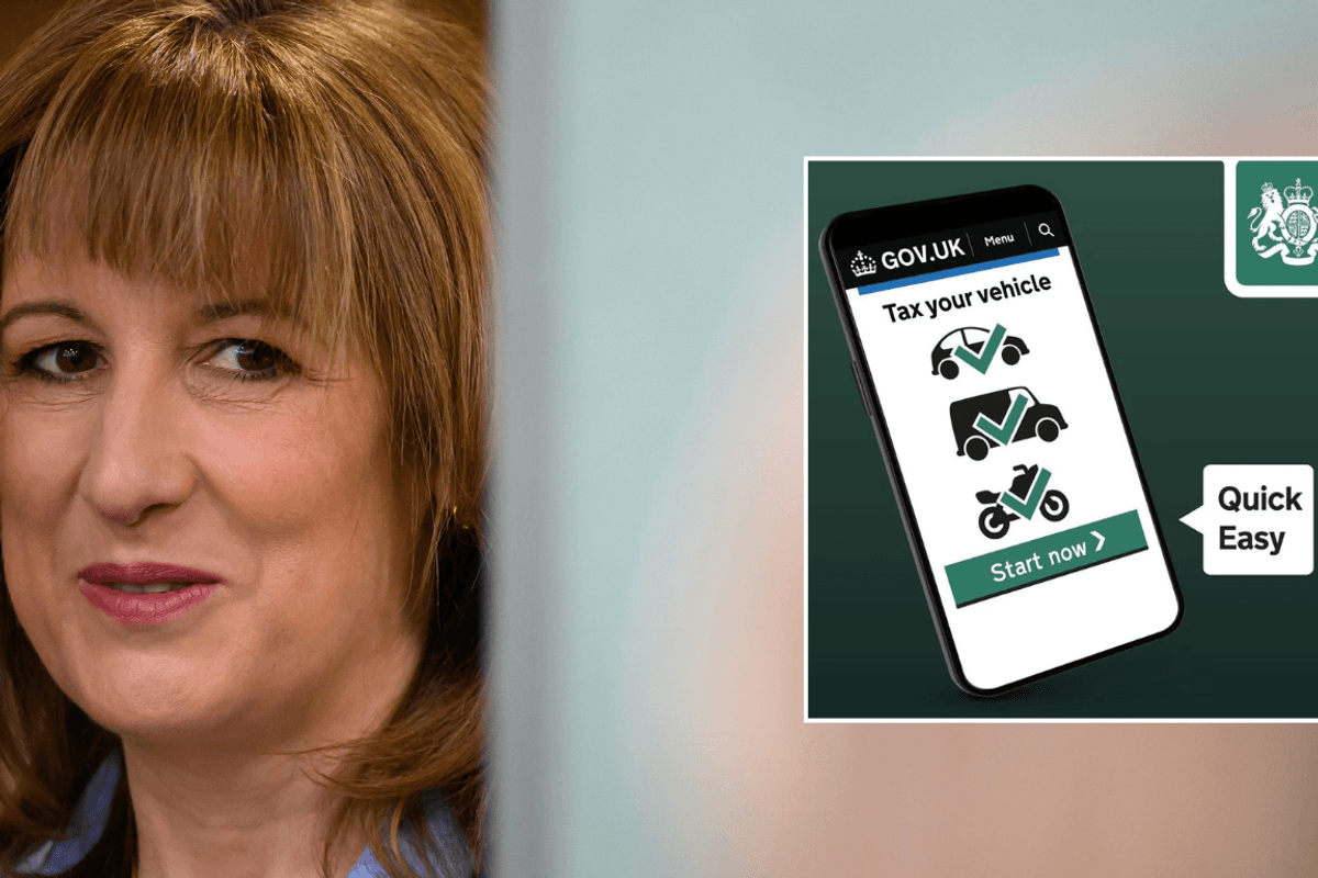 Rachel Reeves and car tax sign