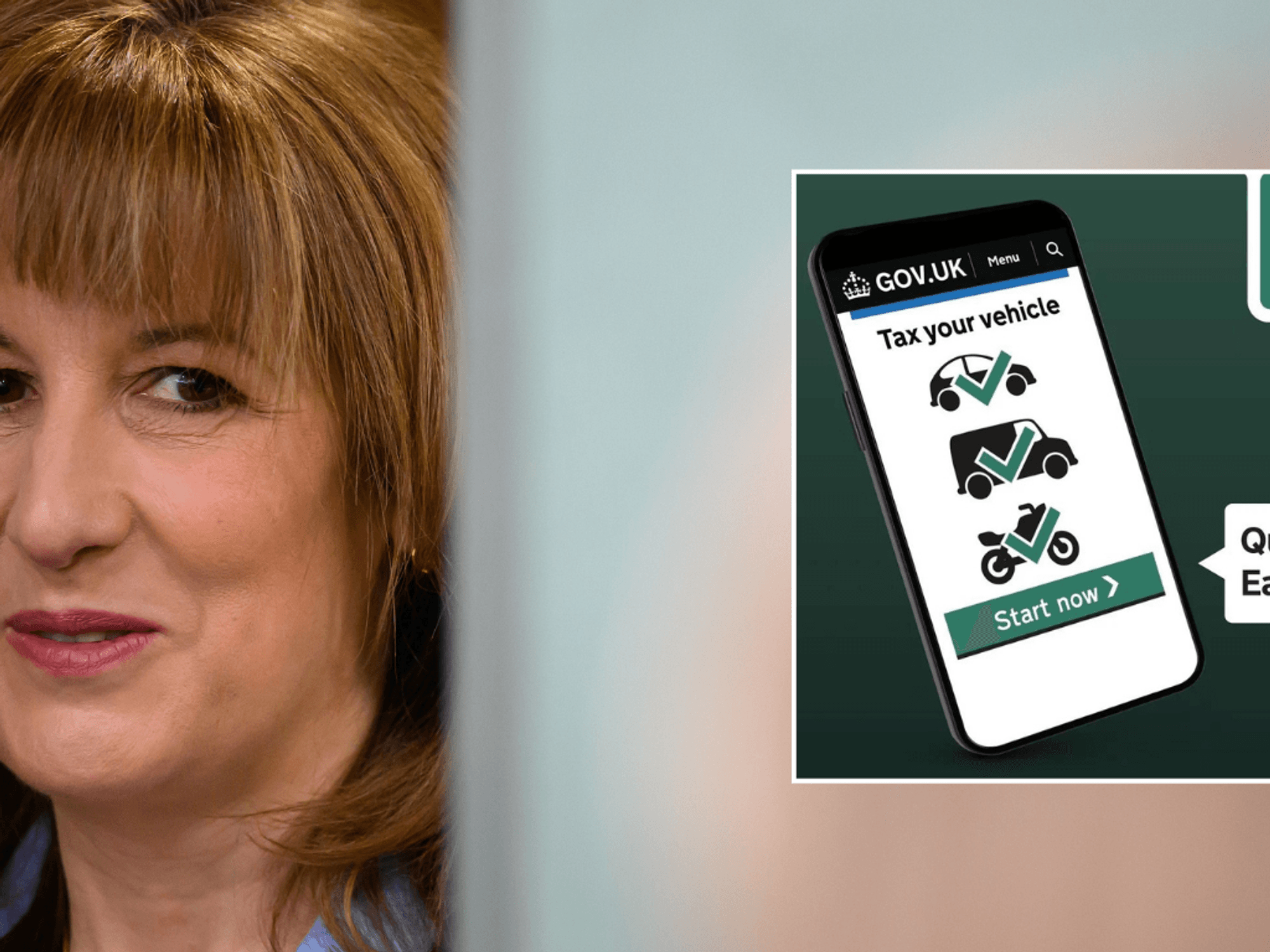 Rachel Reeves and car tax sign