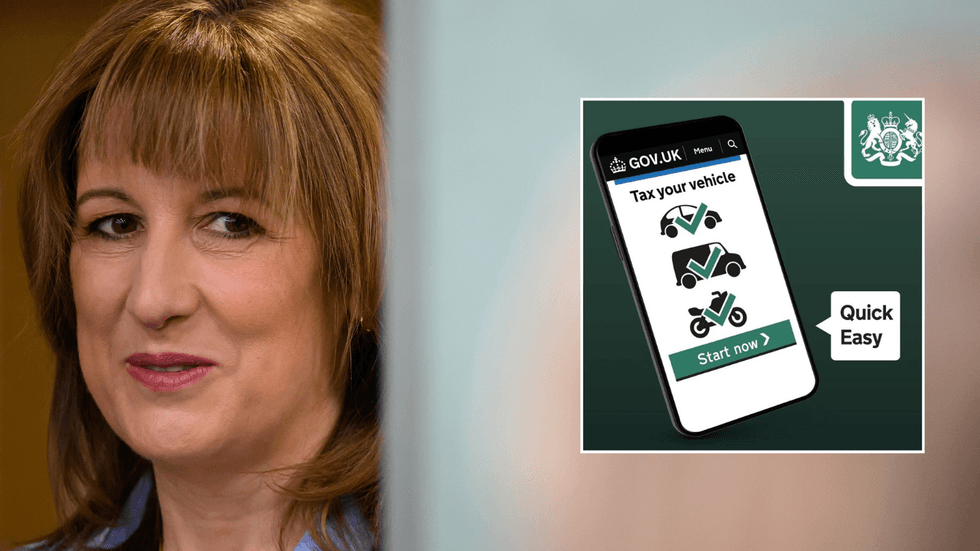 Rachel Reeves and car tax sign