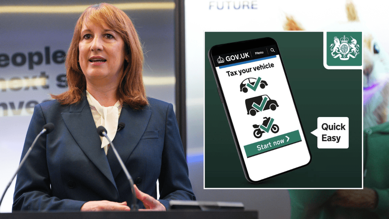 Rachel Reeves and car tax sign