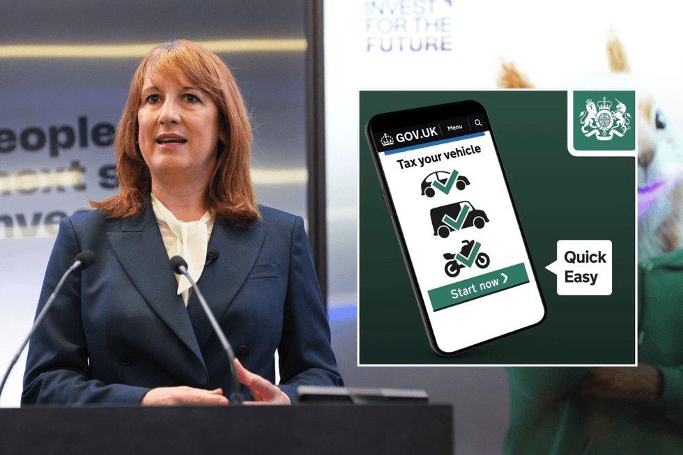 Rachel Reeves and car tax sign