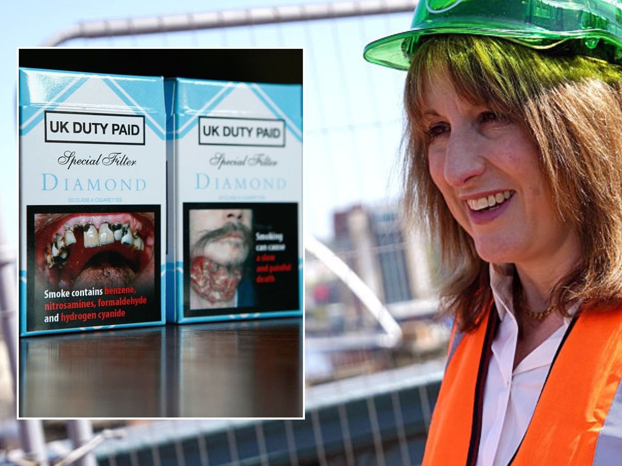 Rachel Reeves and cigarette boxes