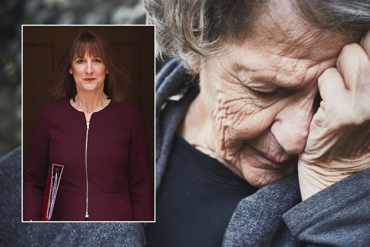 Rachel Reeves and crying pensioner