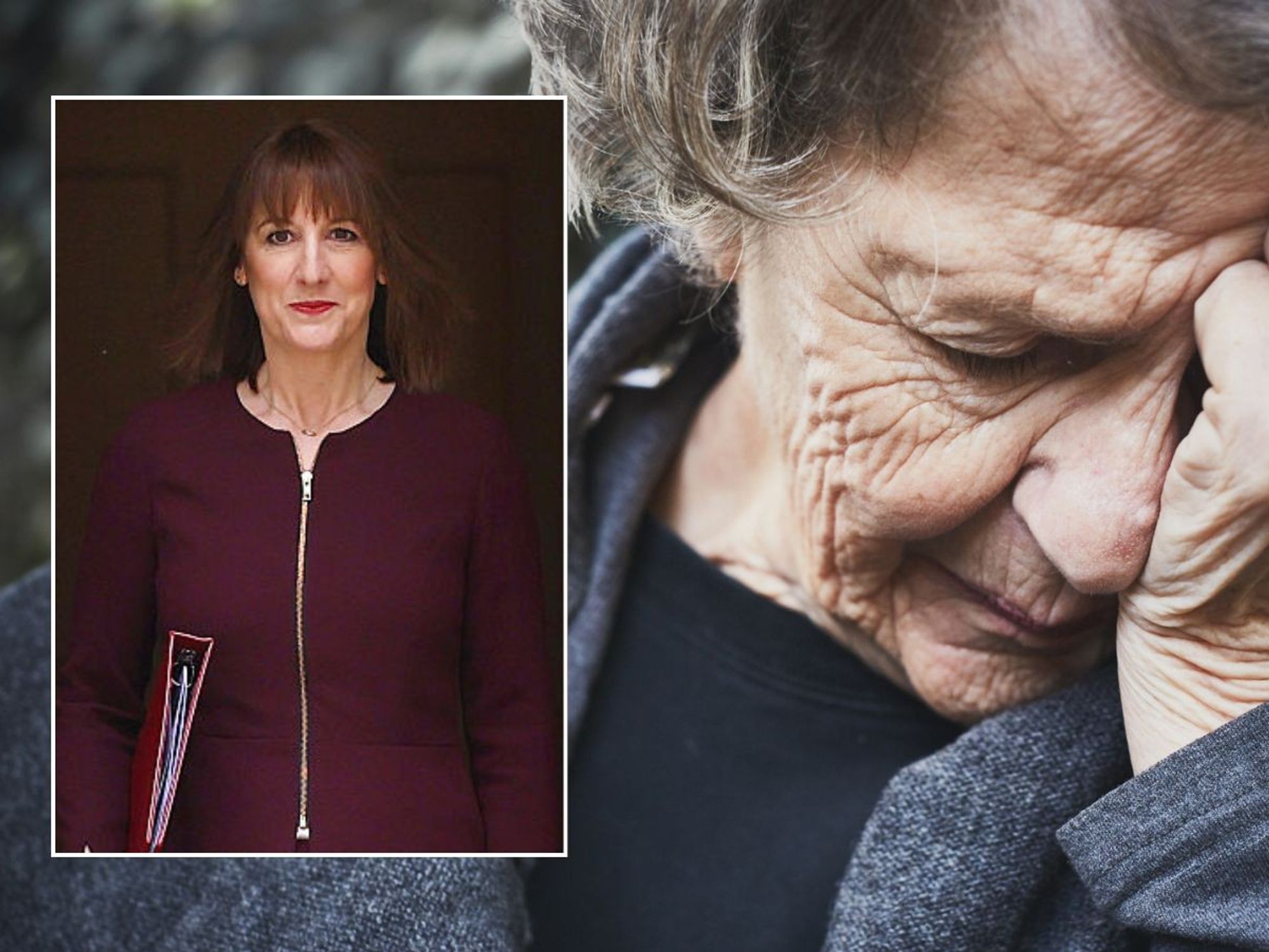 Rachel Reeves and crying pensioner